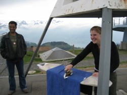 Extreme ironing on the top of the Rigi